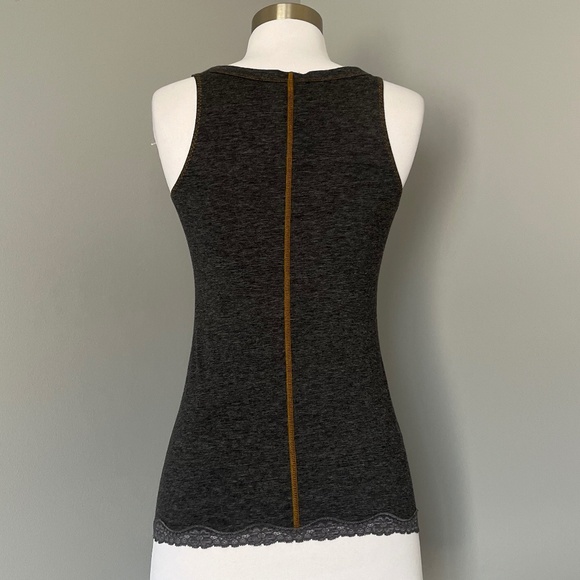 Diesel Lingerie Underwear Loung Pajama Cotton blend Gray Logo Lace Trim Tank Top - Picture 5 of 14